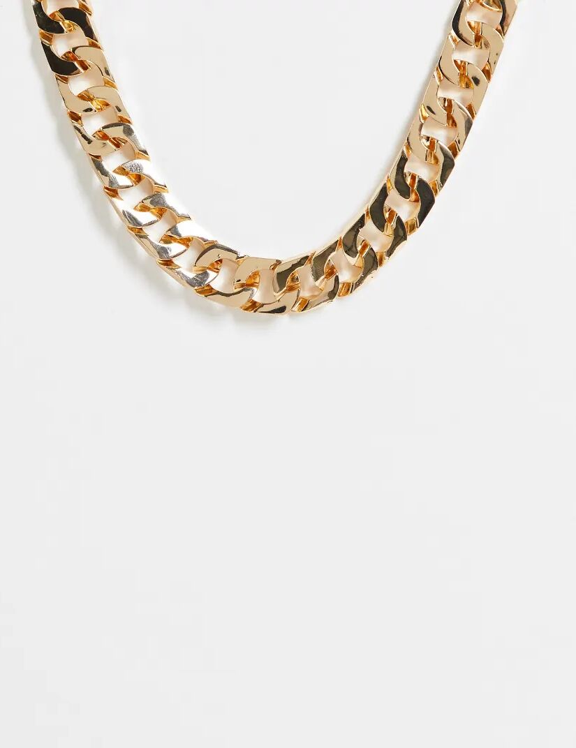 ASOS DESIGN necklace in square edge curb chain in gold tone  Gold