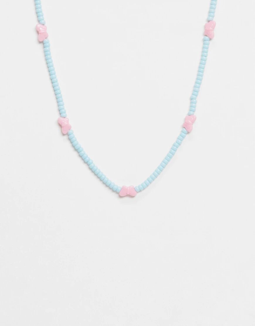 ASOS DESIGN necklace with butterfly beads-Multi  Multi