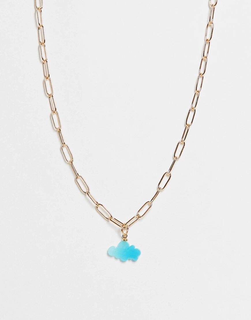 ASOS DESIGN necklace with cloud pendant in gold tone  Gold