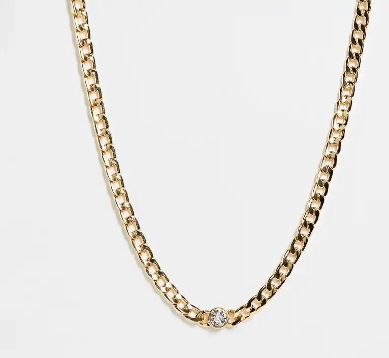 ASOS DESIGN necklace with crystal in gold tone  Gold