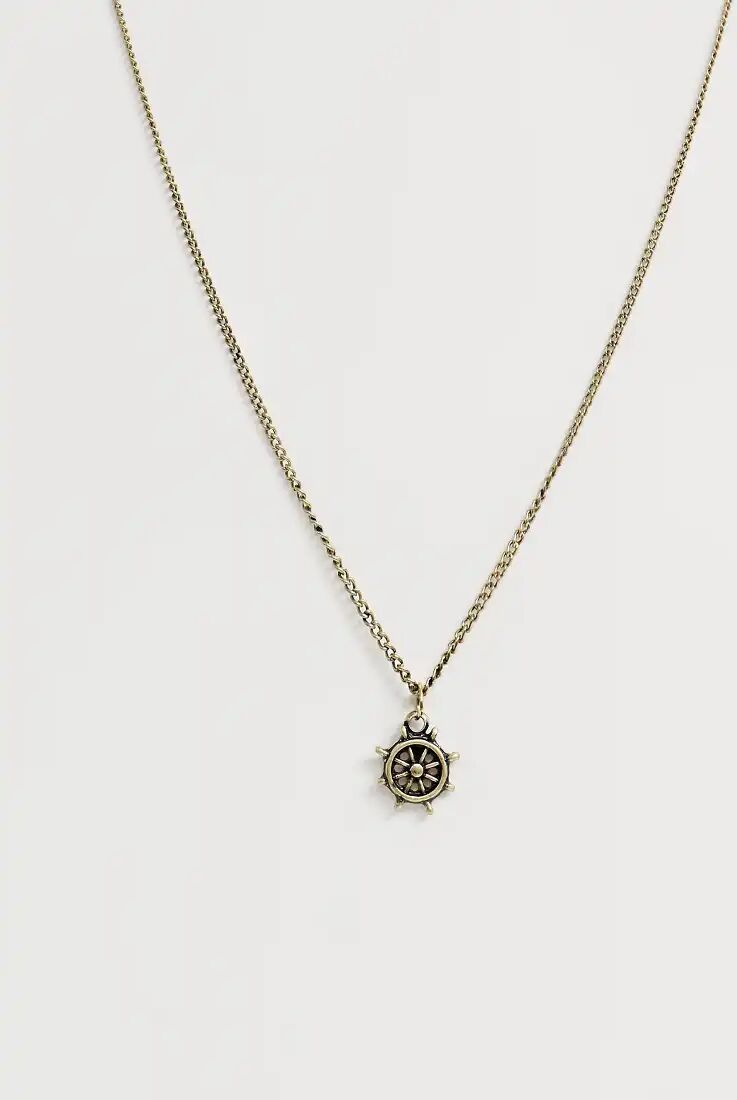 ASOS DESIGN necklace with mini compass pendant necklace in burnished gold  Gold