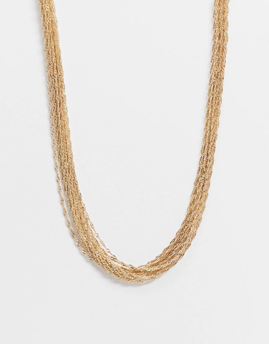 ASOS DESIGN necklace with multi fine chain in gold tone  Gold