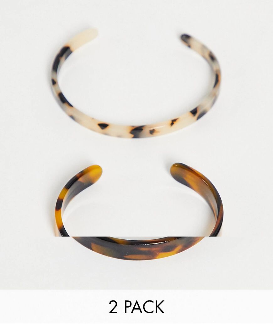 ASOS DESIGN pack of 2 cuff bracelets in tort resin-Multi  Multi
