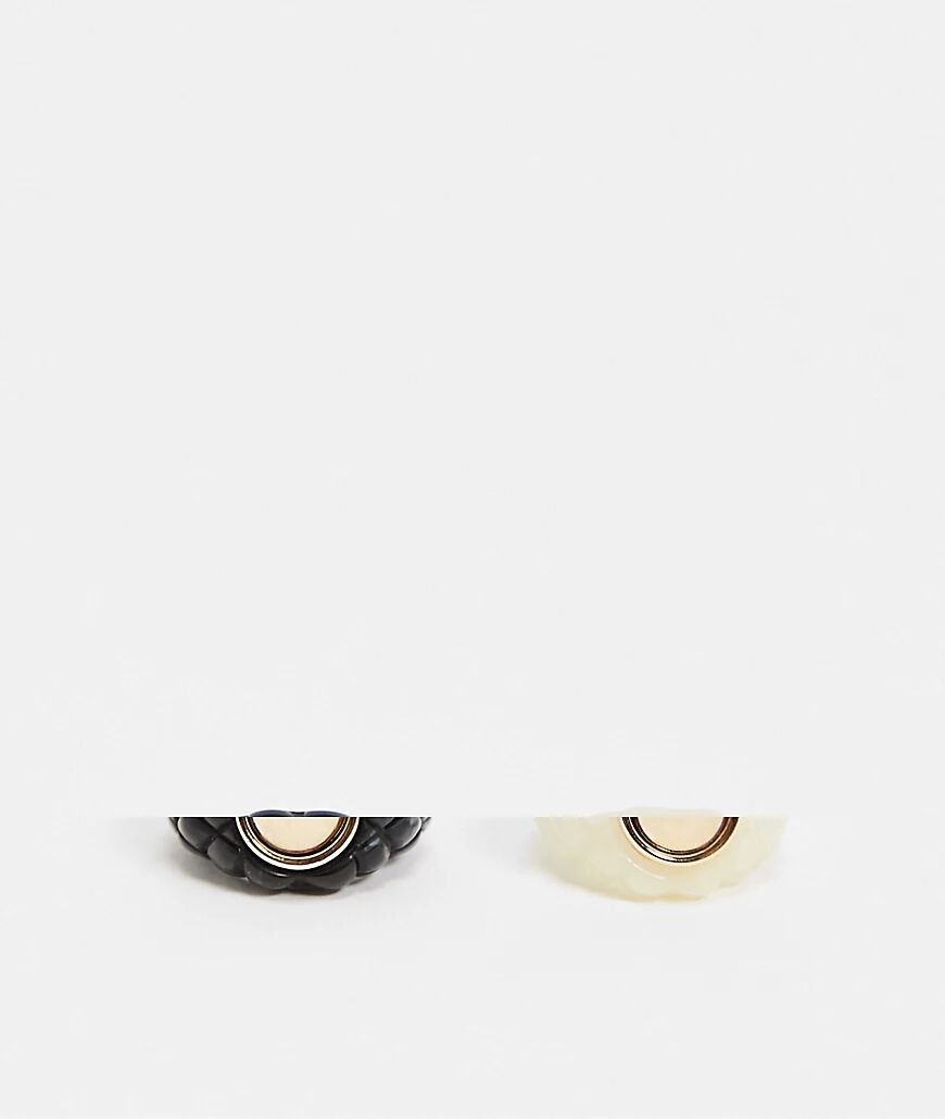 ASOS DESIGN pack of 2 rings in studded plastic resin in black and white-Multi  Multi