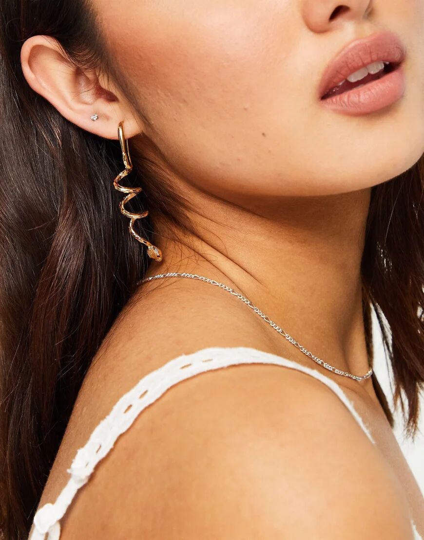 ASOS DESIGN pull through earrings in snake design in gold tone  Gold