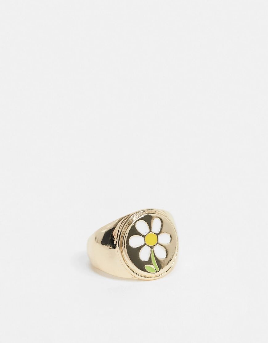 ASOS DESIGN ring in daisy sovereign design in gold tone  Gold
