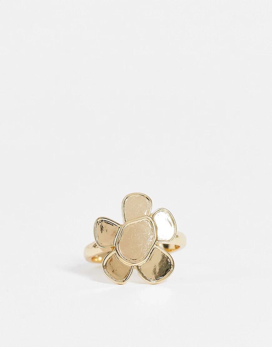 ASOS DESIGN ring with flower design in gold tone  Gold