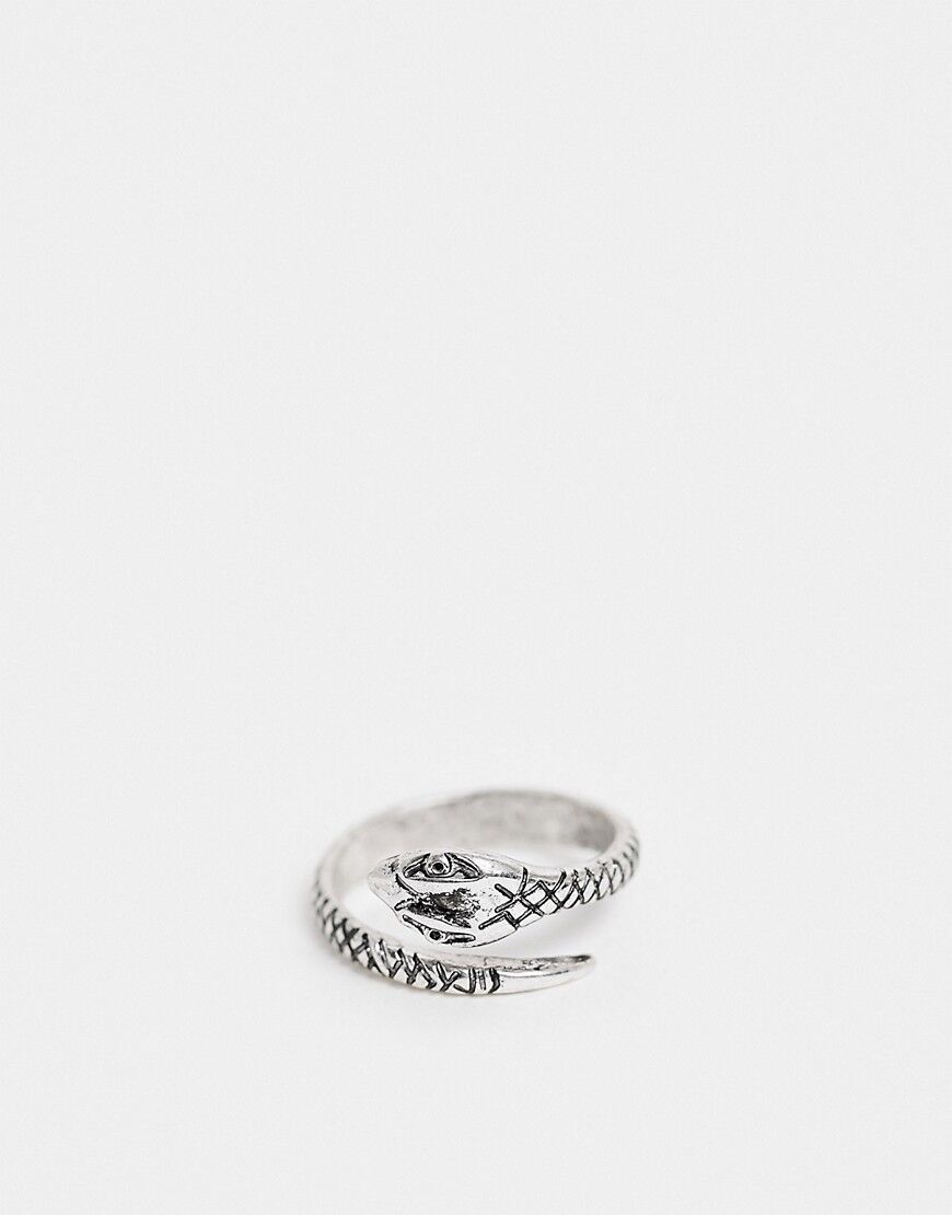 ASOS DESIGN ring with wrap around snake in burnished silver tone  Silver