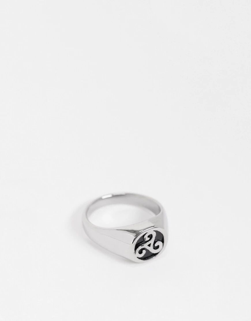 ASOS DESIGN stainless steel pinky ring with symbol in silver tone-Gold  Gold
