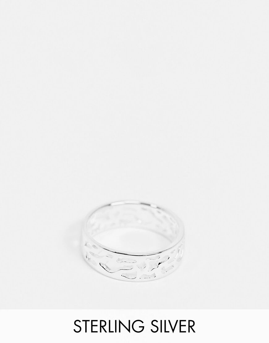 ASOS DESIGN sterling silver band ring with camouflage design in silver  Silver