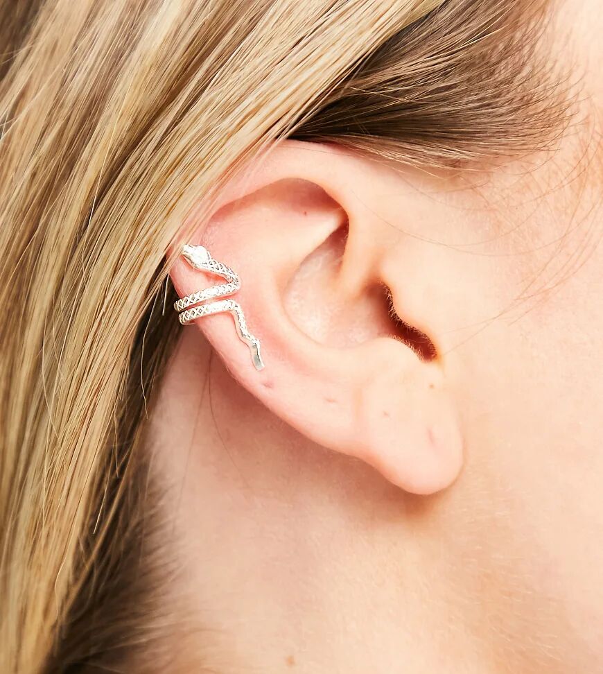 ASOS DESIGN sterling silver ear cuff in snake design  Silver