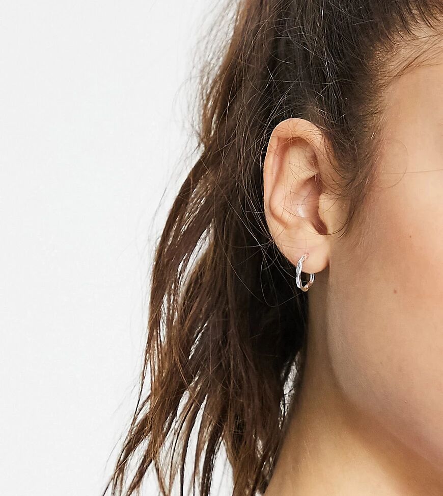 ASOS DESIGN sterling silver hoop earring in melt design  Silver