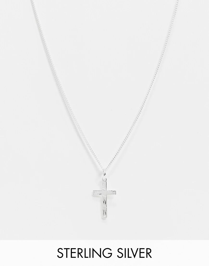 ASOS DESIGN sterling silver neckchain with cross pendant in silver  Silver