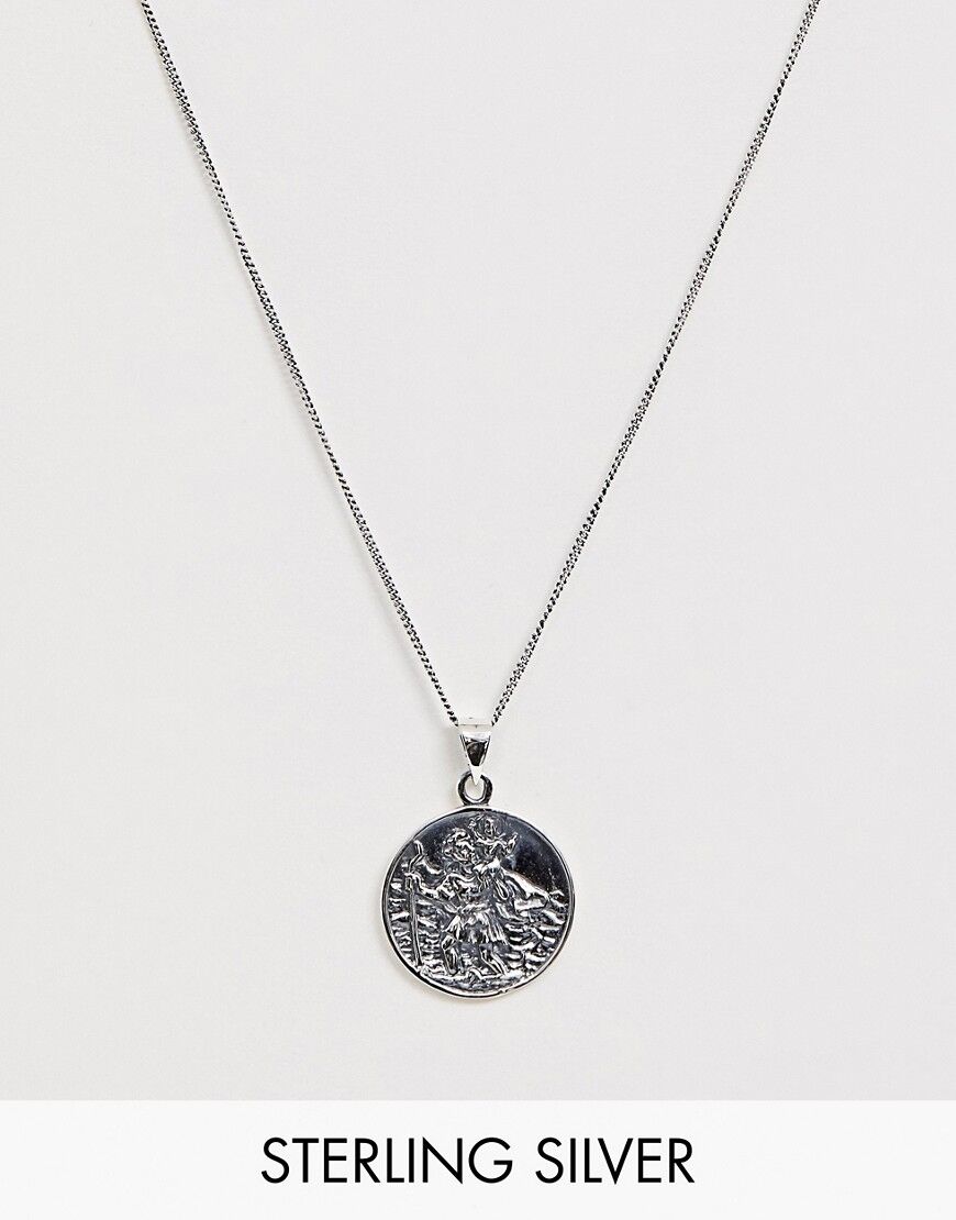 ASOS DESIGN sterling silver neckchain with St Christopher pendant in silver  Silver