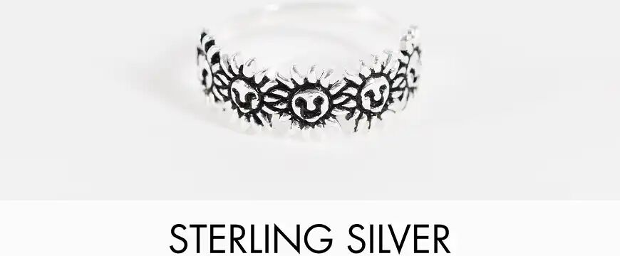 ASOS DESIGN sterling silver ring in sun design  Silver