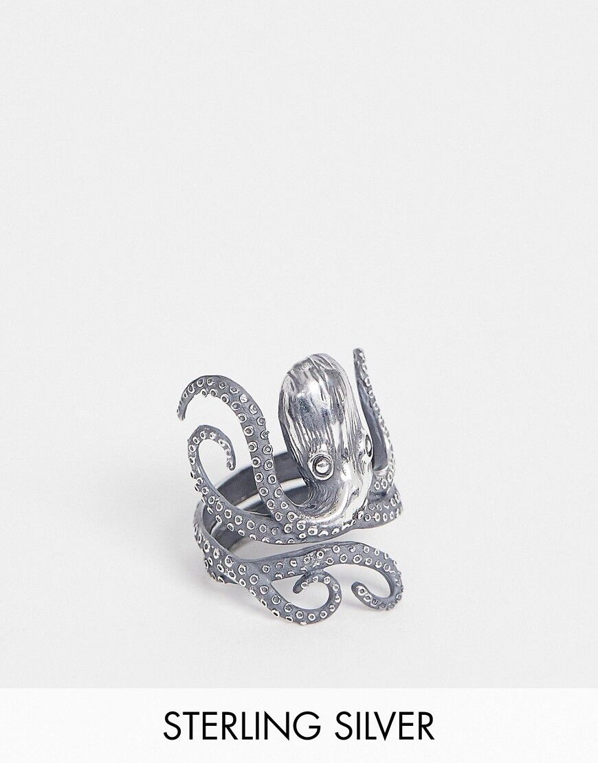 ASOS DESIGN sterling silver ring with octopus  Silver