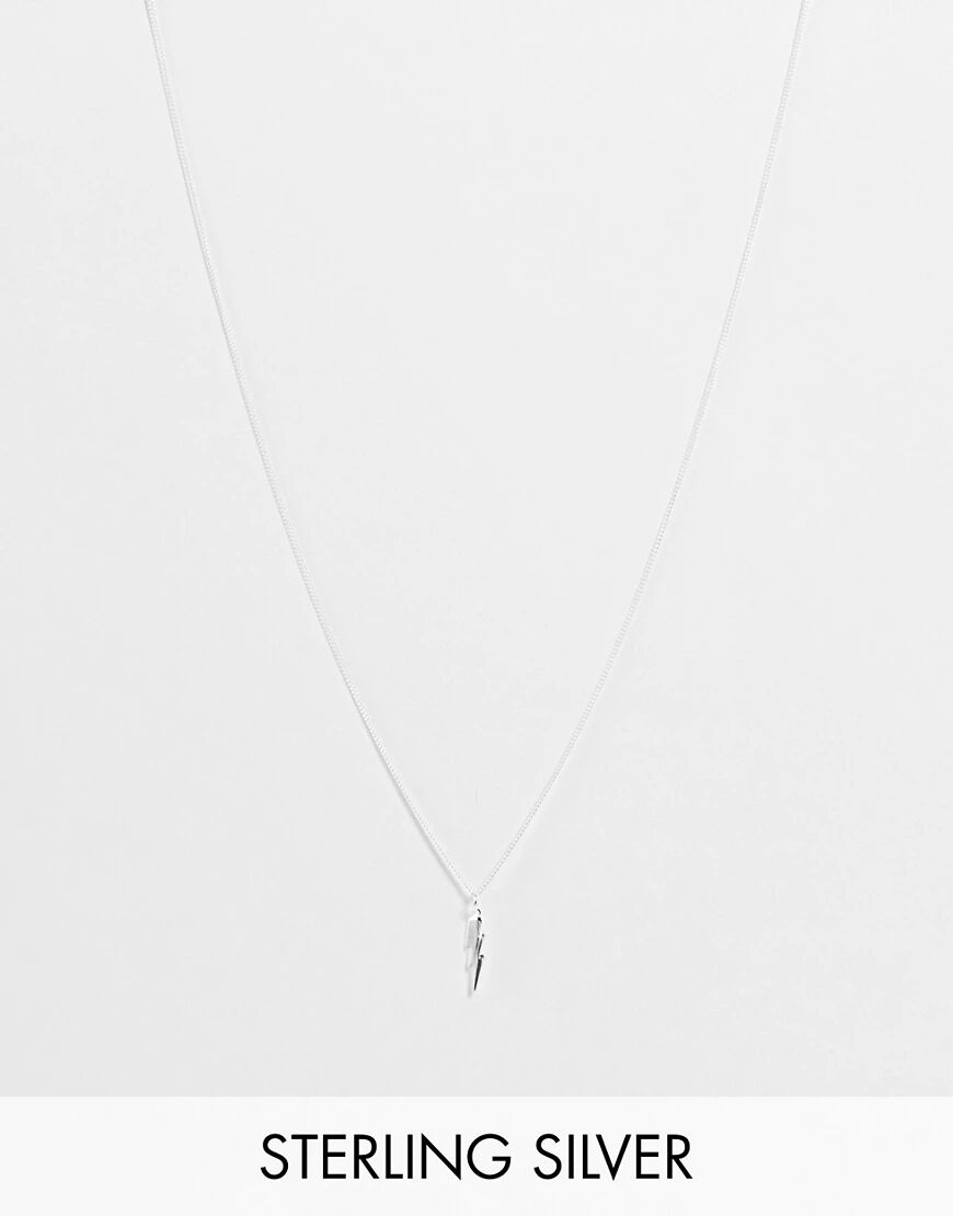 ASOS DESIGN sterling silver skinny neckchain with lightning bolt pendant in silver  Silver