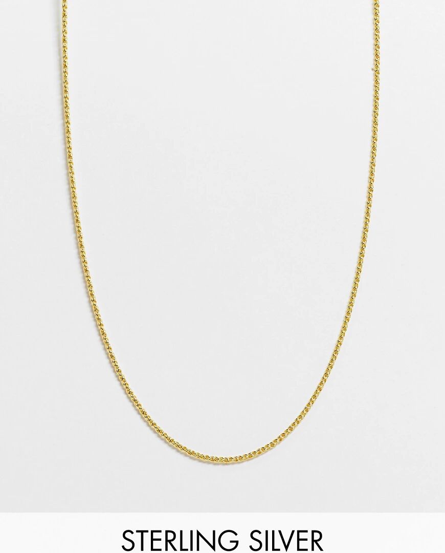 ASOS DESIGN sterling silver skinny neckchain with texture in 14k gold plate  Gold