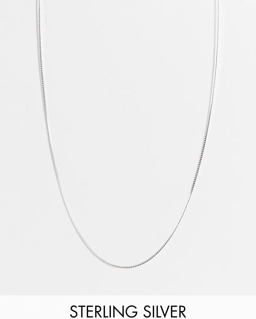 ASOS DESIGN sterling silver slim snake neckchain  Silver