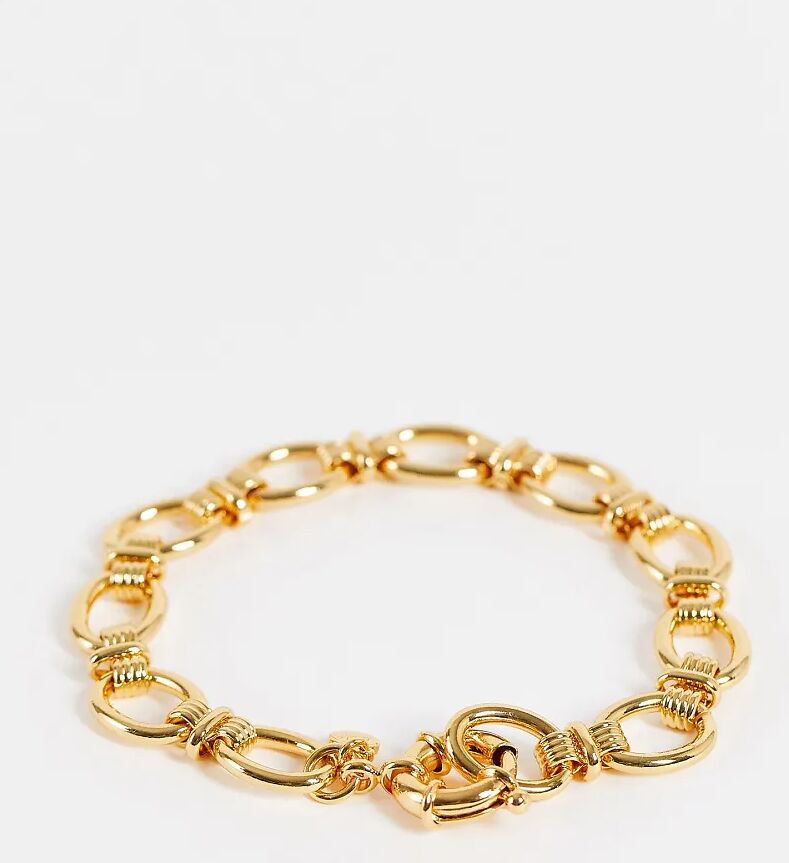 Astrid & Miyu ribbed link chain bracelet in 18k gold plate  Gold