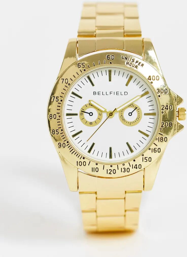 Bellfield mens gold bracelet with dial  Gold