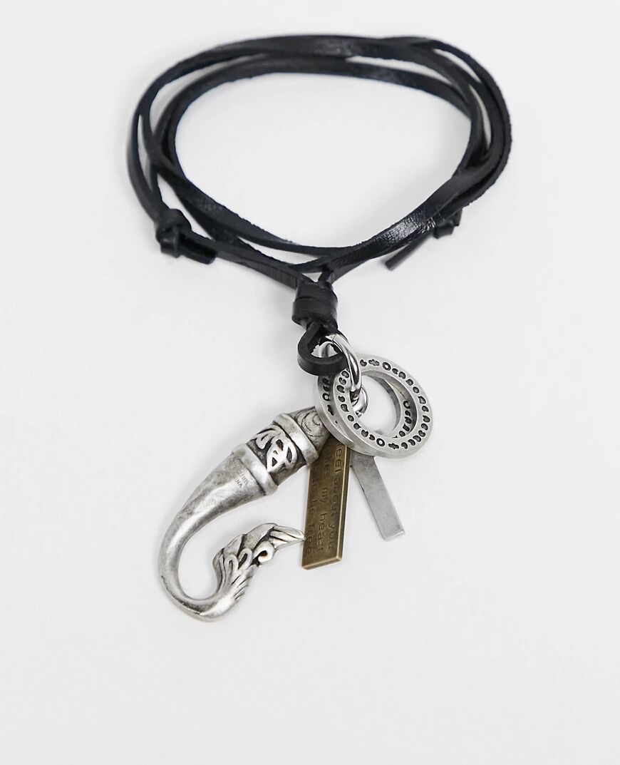 Ben Sherman cross and hook bracelet-Black  Black