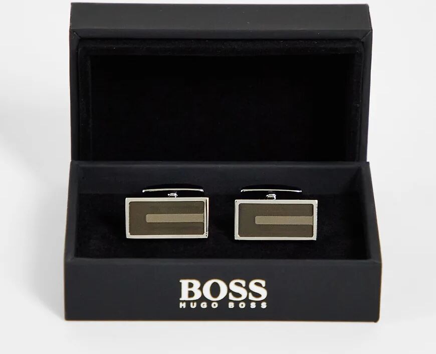 BOSS leather cufflinks in grey  Grey