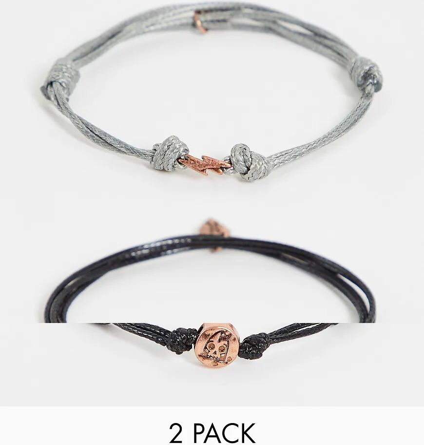 Classics 77 2 pack cord adjustable bracelets in grey  Grey