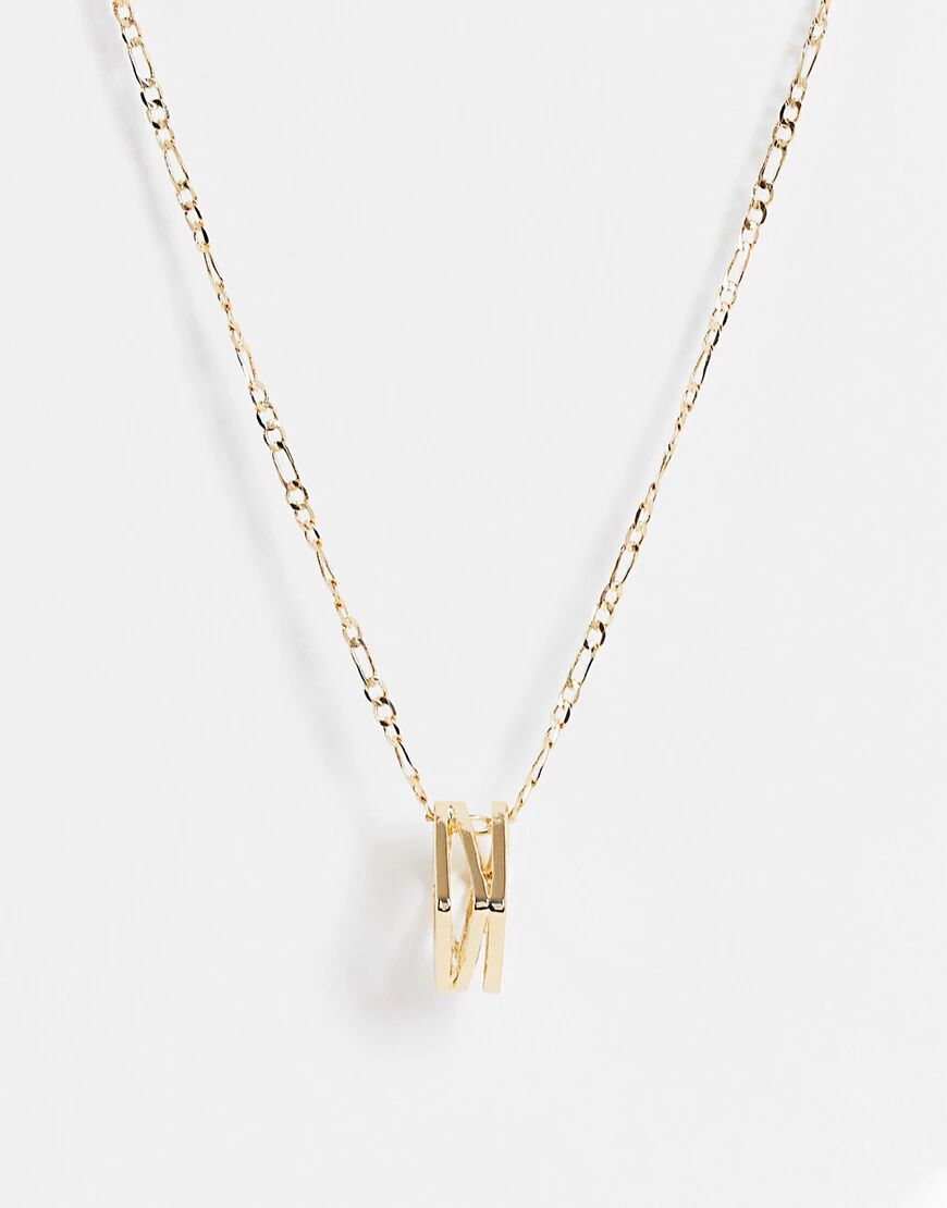 DesignB London DesignB cutout square figaro chain pendant in gold  Gold