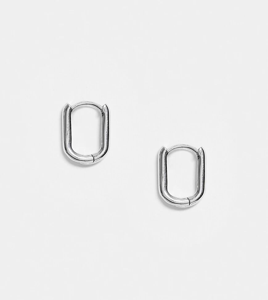 DesignB London DesignB Exclusive sterling silver hoop earrings in oval  Silver