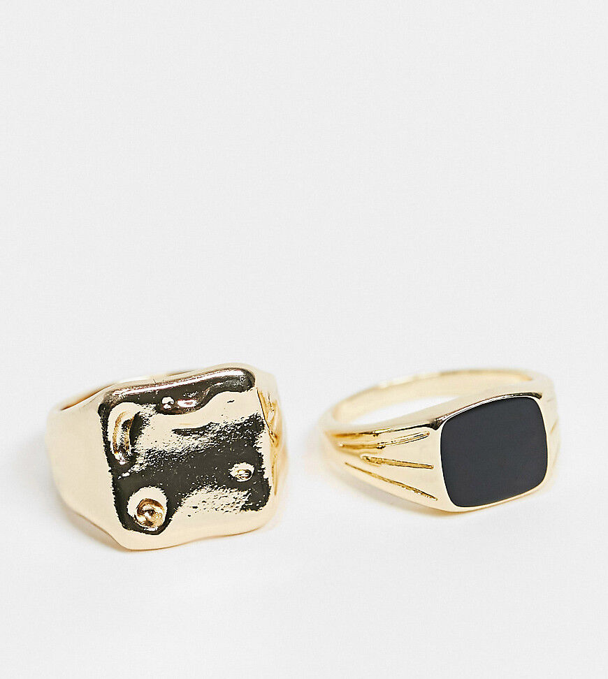 Designb London 2 pack signet rings in gold exclusive to ASOS  Gold