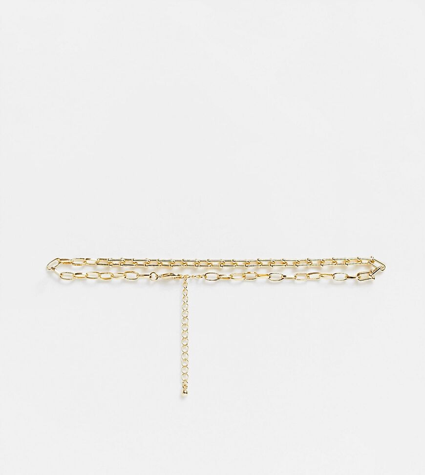 DesignB London Curve Exclusive choker chain necklace in gold  Gold