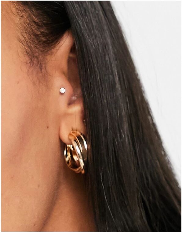 DesignB London twist hoop earrings in gold  Gold