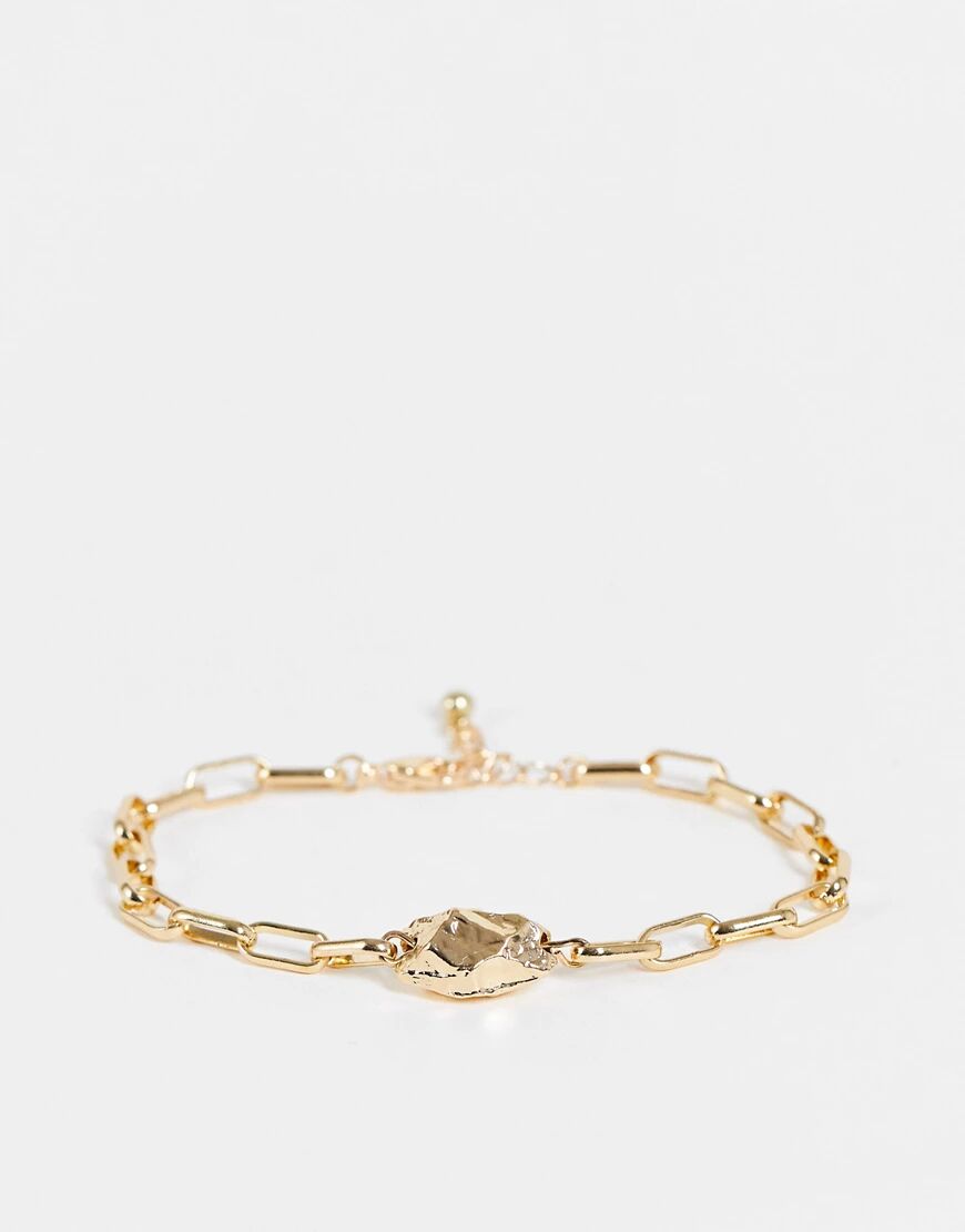 DesignB London DesignB metal stone chain bracelet in gold  Gold