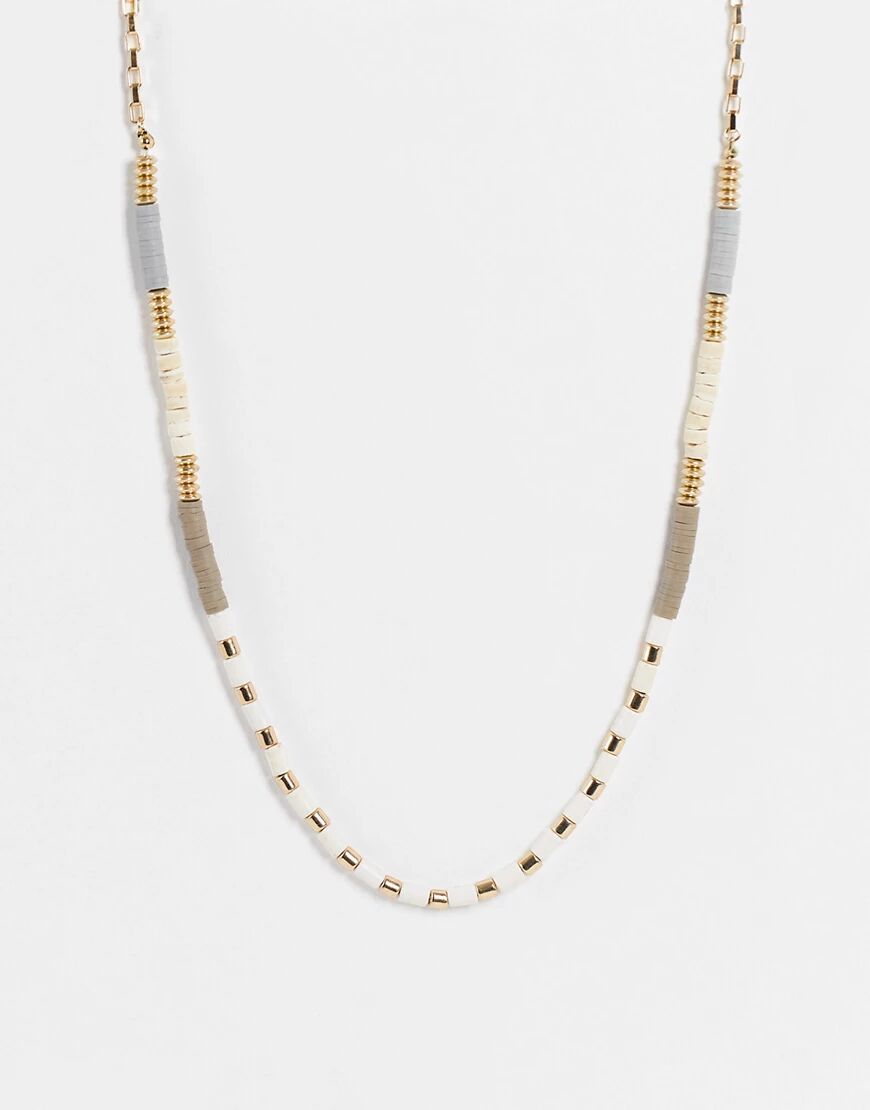 DesignB London DesignB mix natural stone necklace in gold  Gold