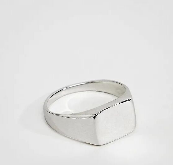 DesignB London DesignB square signet ring in sterling silver exclusive to asos  Silver