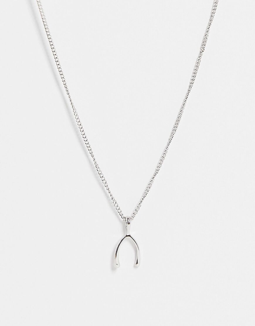 DesignB London DesignB wish bone chain pendant in silver  Silver