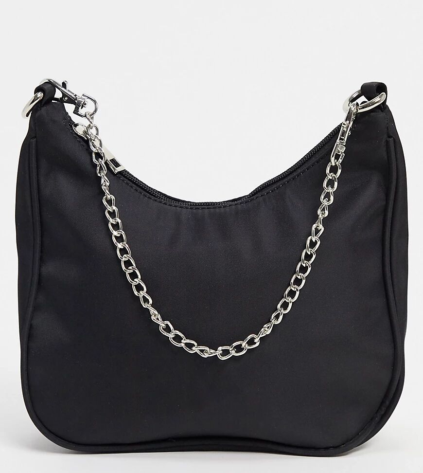 Glamorous Exclusive 90s shoulder bag in black nylon with chain strap  Black