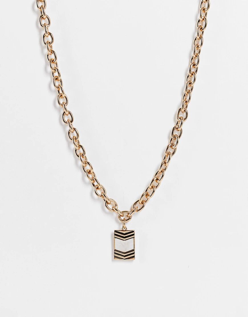 Icon Brand mix metal chunky chain pendant in gold  Gold