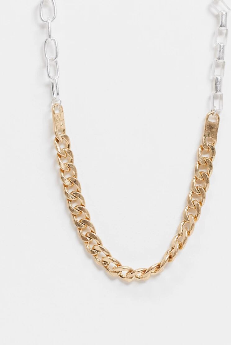 Icon Brand neckchain in gold and silver with mixed chain detail-Multi  Multi