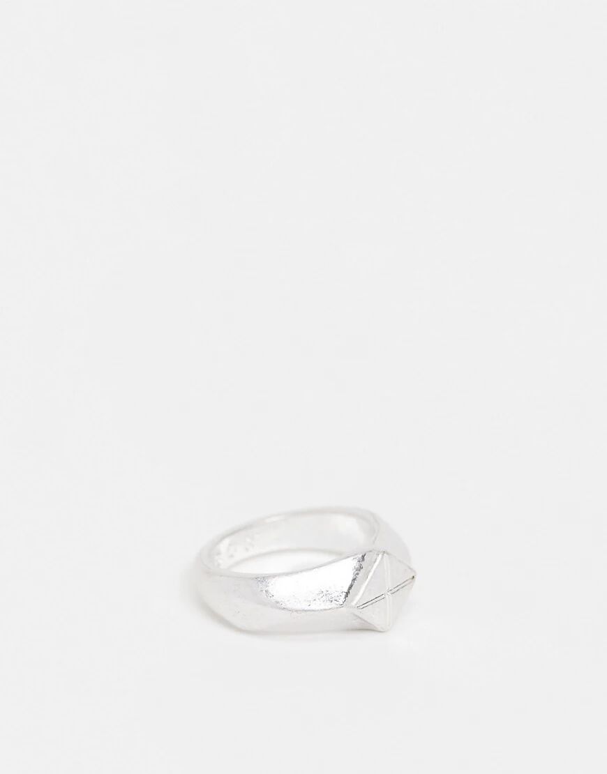 Icon Brand signet ring in silver with diamond shape detail  Silver