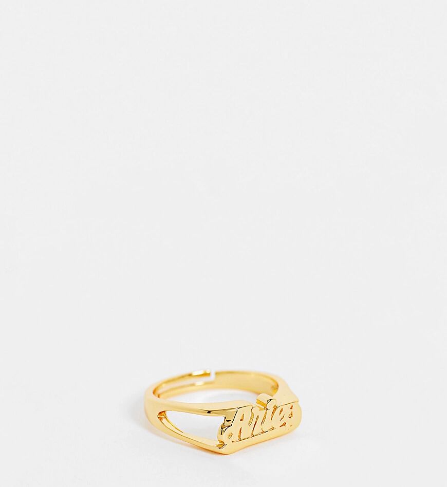 Image Gang Curve adjustable Aries horoscope ring in gold plate  Gold