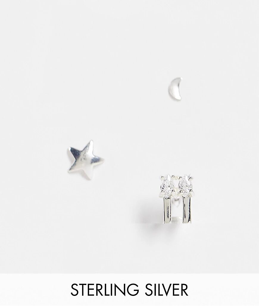 Kingsley Ryan celestial crystal ear party x3 pack in sterling silver  Silver