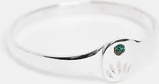 Kingsley Ryan Curve may birthstone ring in sterling silver with emerald crystal  Silver