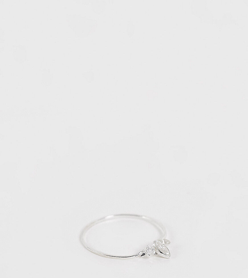 Kingsley Ryan Curve ring with triple crystal petal in sterling silver  Silver