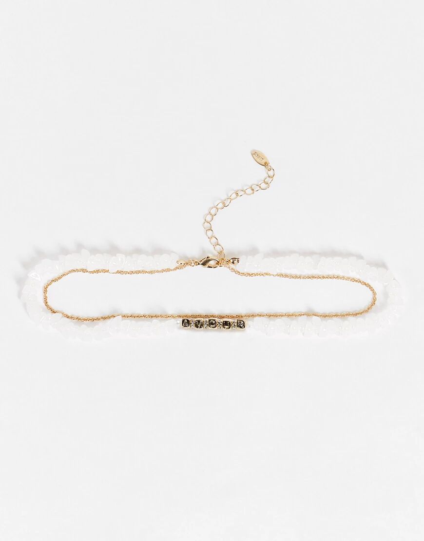Liars & Lovers Amour multi row pearl and chain choker in gold  Gold
