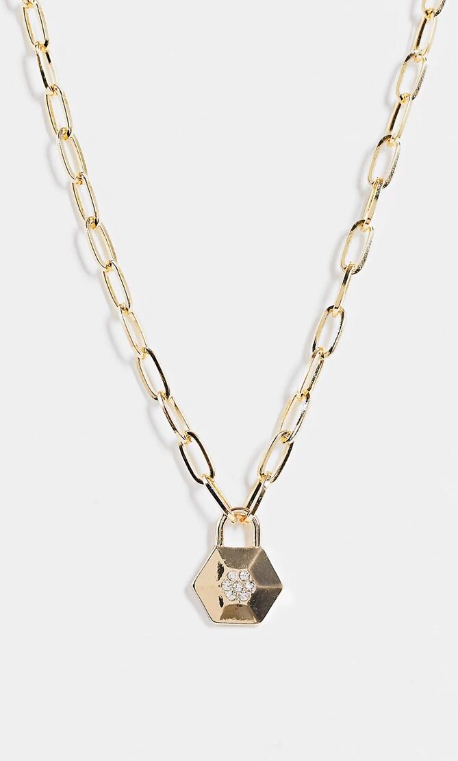 Liars & Lovers pave hexagon chain necklace in gold  Gold