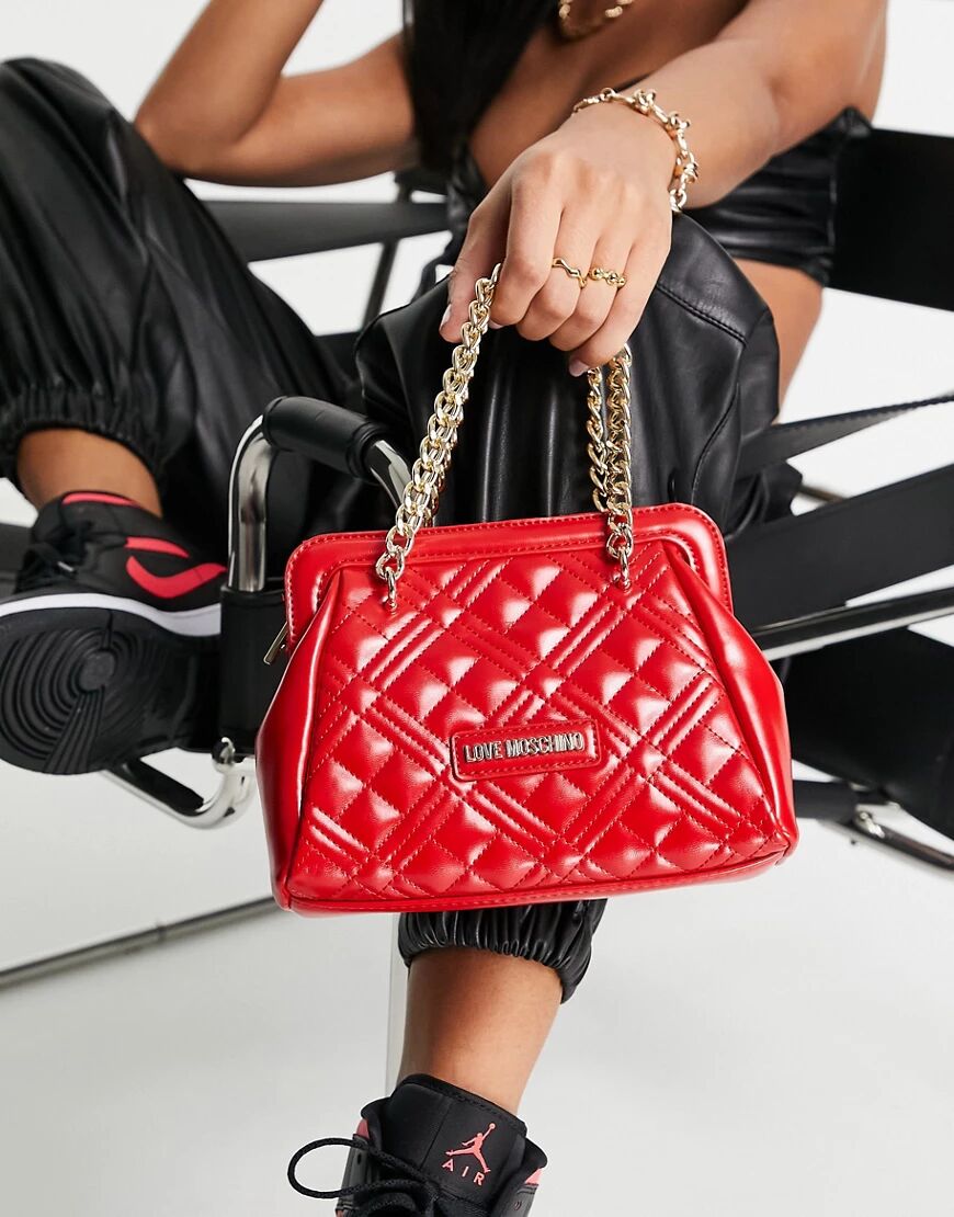 Love Moschino quilted chain strap shoulder bag in red  Red