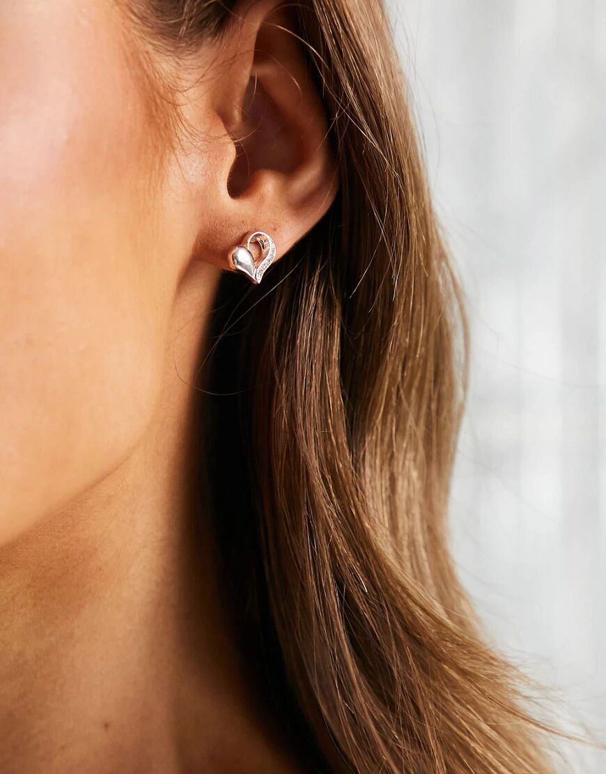Miss Selfridge heart stud earrings-Silver  Silver