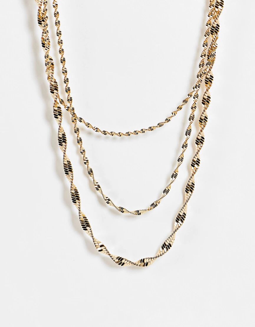 Miss Selfridge twisted chain necklace-Gold  Gold